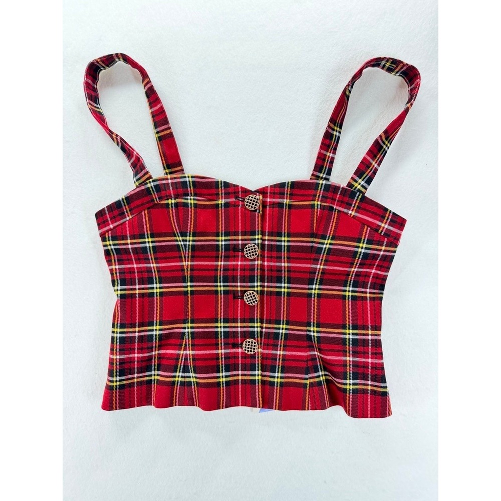 NWT Majorelle x REVOLVE Shane Plaid Corset Bustier Top S Red